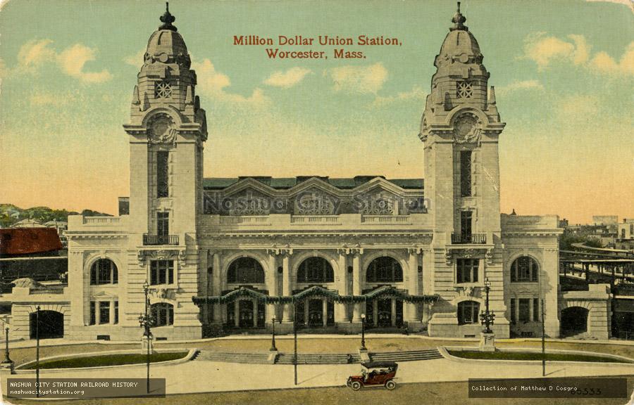 Postcard: Million Dollar Union Station, Worcester, Massachusetts